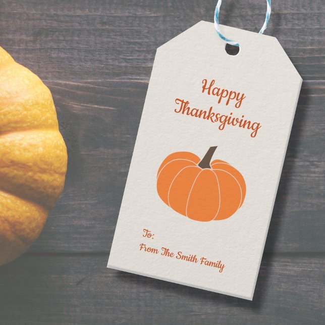 Glad Thanksgiving Pumpa Presentkort Presentetikett (Pumpkin Gift Tag)