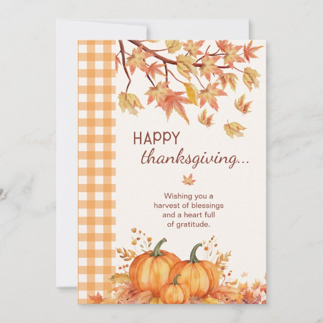 Glad Thanksgiving Pumpa Välkomstkort Tack Kort (Framsida)