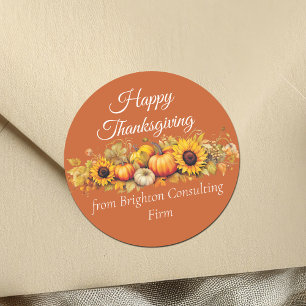 Glad Thanksgiving Pumpafält Anpassad Företag Runt Klistermärke