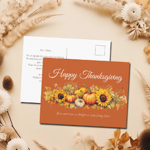 Glad Thanksgiving Pumpafält Anpassad Orange Helg Vykort