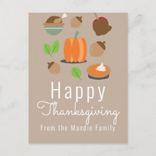 Glad Thanksgiving Pumpapaj, Kalkon, Mat Vykort
