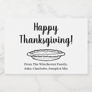 Glad Thanksgiving pumpapårtaj anpassad text söt Mat Etiketter