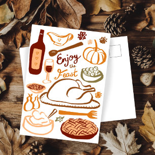 Glad Thanksgiving Riklig Högtid Fest  Vykort