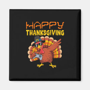 Glad Thanksgiving Rolig Gamer Turkiet Dabbar Pojka Magnet