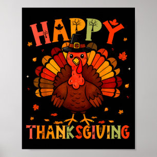 Glad Thanksgiving Rolig Kalkon Dagen Familjemiddag Poster