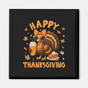 Glad Thanksgiving Rolig Kalkon Dricker Kaffe Bo Magnet