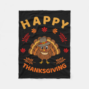 Glad Thanksgiving Rolig Kalkon Familj Män Kvinnor Fleecefilt