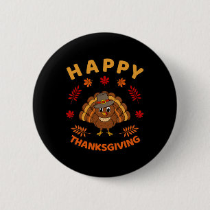 Glad Thanksgiving Rolig Kalkon Familj Män Kvinnor Knapp