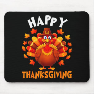 Glad Thanksgiving Rolig Kalkon Familjemiddag Än Musmatta
