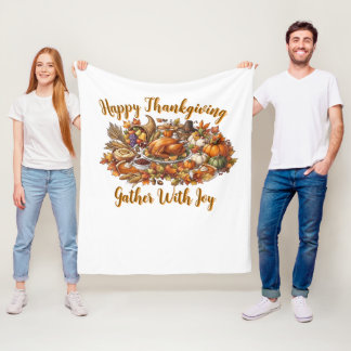 Glad Thanksgiving Samlas Med Glädje Fleecefilt