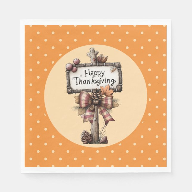 Glad Thanksgiving-skylt  Pappersservett (Framsidan)