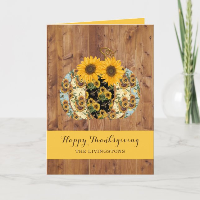 Glad Thanksgiving Solros Pumpa Välkomstkort Helgkort (Framsida)