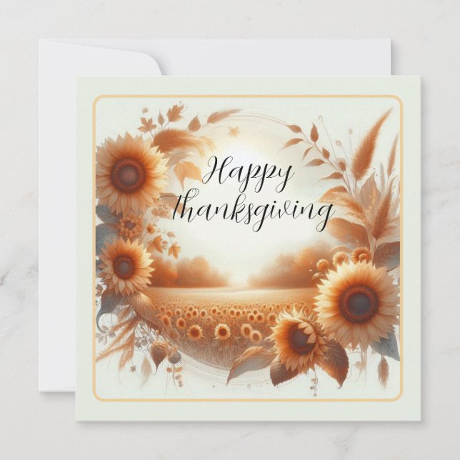 Glad Thanksgiving Solrosor Kort (Framsida)