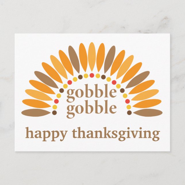 Glad Thanksgiving Söt Gnällig Kalkonfjädrar Vykort (Framsida)
