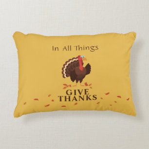 Glad Thanksgiving Söt Kalkon Tacksam Citat Prydnadskudde