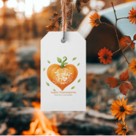 Glad Thanksgiving Tacksam Hjärt Pumpa  Presentetikett