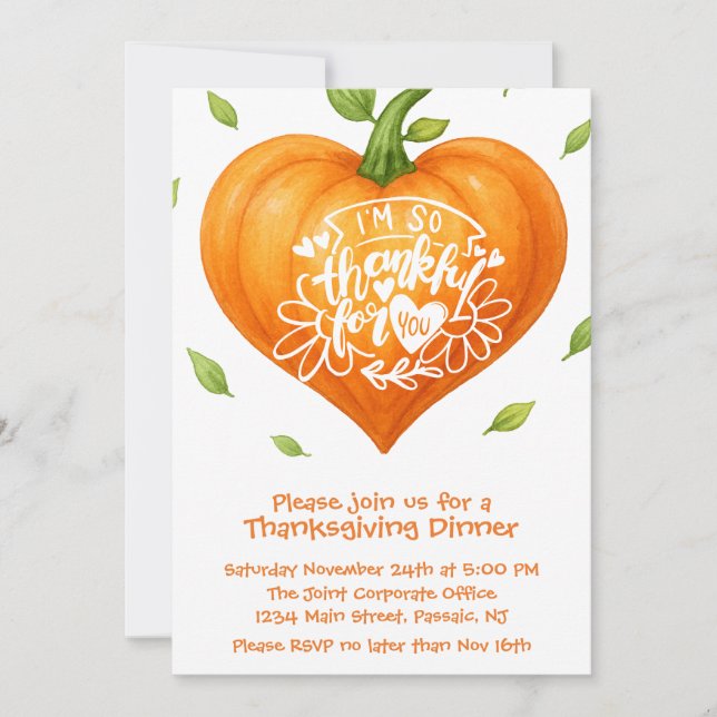 Glad Thanksgiving Tacksam Hjärtpumpa  Inbjudningar (Framsida)
