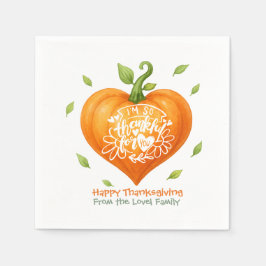 Glad Thanksgiving Tacksam Hjärtpumpa  Pappersservett