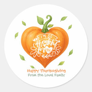 Glad Thanksgiving Tacksam Hjärtpumpa Runt Klistermärke