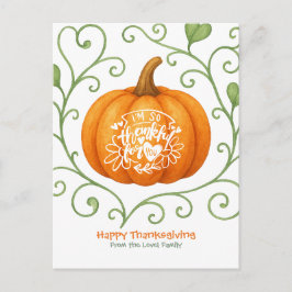 Glad Thanksgiving Tacksam Rullande Pumpa  Vykort