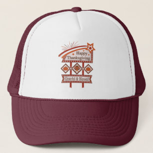 Glad Thanksgiving Tacksam & Salig Retro Skylt Keps