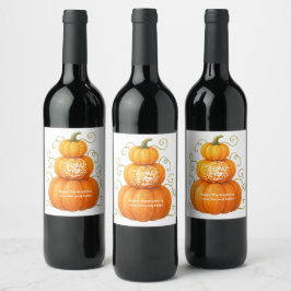 Glad Thanksgiving Tacksamma Pumpor Vinflaska Etikett