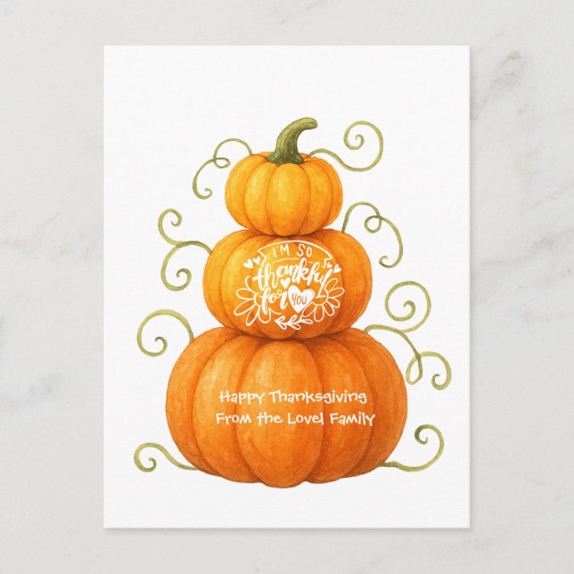 Glad Thanksgiving Tacksamma Pumpor Vykort (Framsida)
