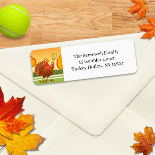 Glad Thanksgiving Tennis Kalkon Gåta  Returadress Etikett