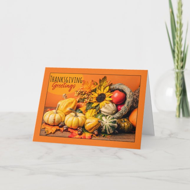 Glad Thanksgiving till någon vacker överflödshorn Helgkort (Framsida)