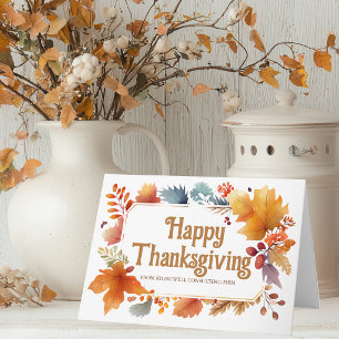 Glad Thanksgiving Vackra blad Anpassat företag Helgkort