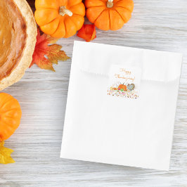 Glad Thanksgiving Vattenfärg Pumpa & Kalkon Fyrkantigt Klistermärke