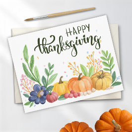 Glad Thanksgiving Vattenfärgsk pumpa Helg Vykort