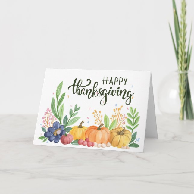 Glad Thanksgiving Vattenfärgspumpa Helgkort (Framsida)