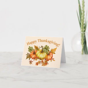 Glad Thanksgiving Vattenfärgspumpor och blad Kort