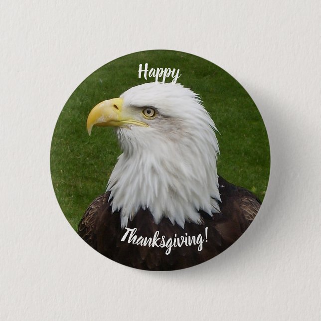 Glad Thanksgiving Vit Örn Knapp (Framsida)