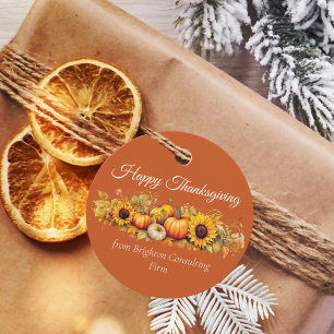 Glad Thanksgivingfest Orange Pumpafält Gåvor Etiketter