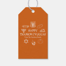 Glad Thanksgivukkah tackkortsmärken för Thanksgivi