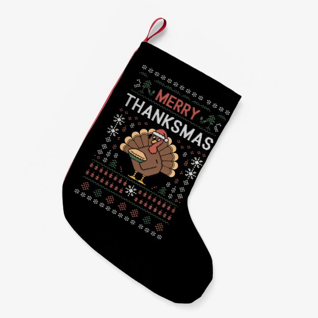Glad Thanksmas jul tackgivelse Turkiet  Liten Julstrumpa (Framsidan (Hängande))