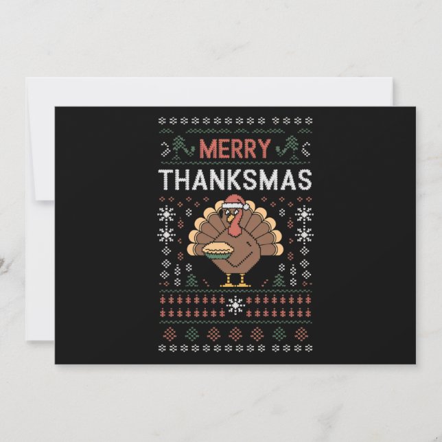 Glad Thanksmas jul Thanksgiving kalkon  Julkort (Framsida)