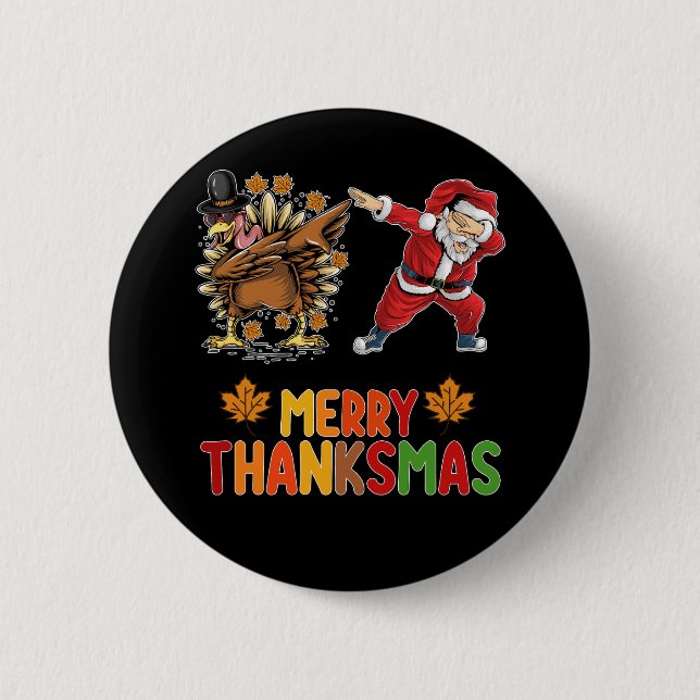 Glad Thanksmas Tacksgiving Höst Jul Säsong Knapp (Framsida)