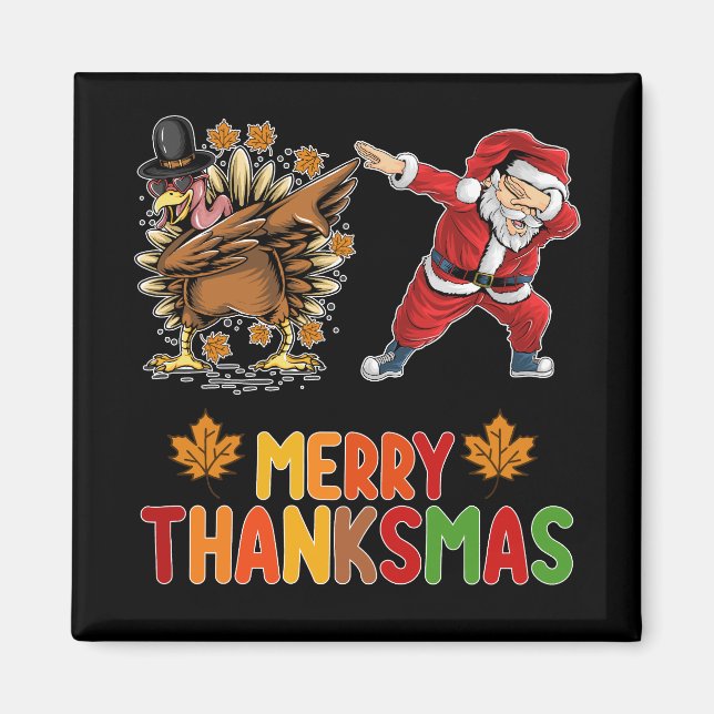 Glad Thanksmas Tacksgiving Höst Jul Säsong Magnet (Framsidan)