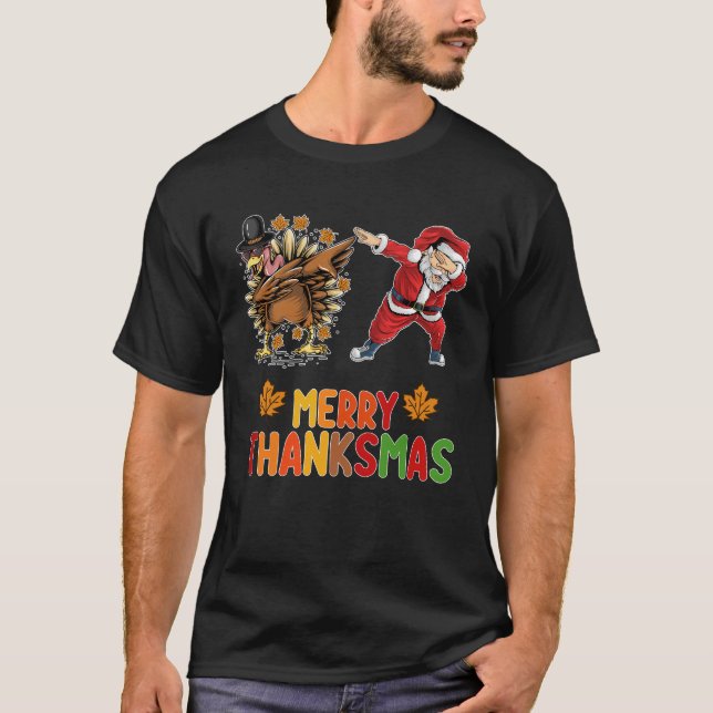 Glad Thanksmas Tacksgiving Höst Jul Säsong T Shirt (Framsida)