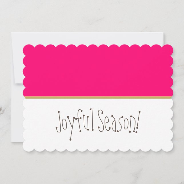 GLAD TID Glatt Rosa Färgbalks Välkomstkort Julkort (Framsida)