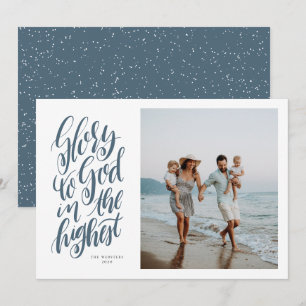 Glad till guds blå religiösa Julbild Julkort