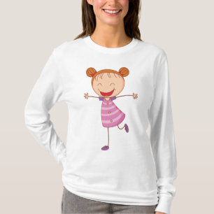 Glad tjej Pinnhandled Figur Rödhårig i tofsar T Shirt