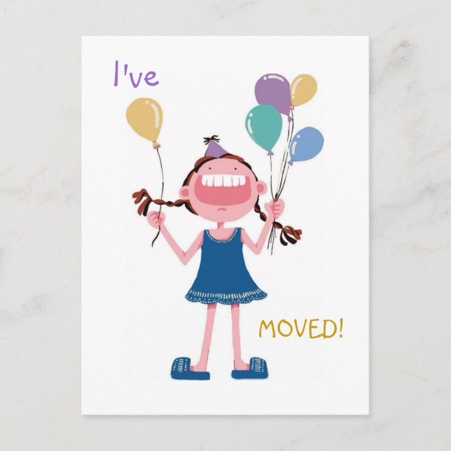 Glad tjej som skrattar Kvinnas adressändring Meddelande Vykort (Framsida)