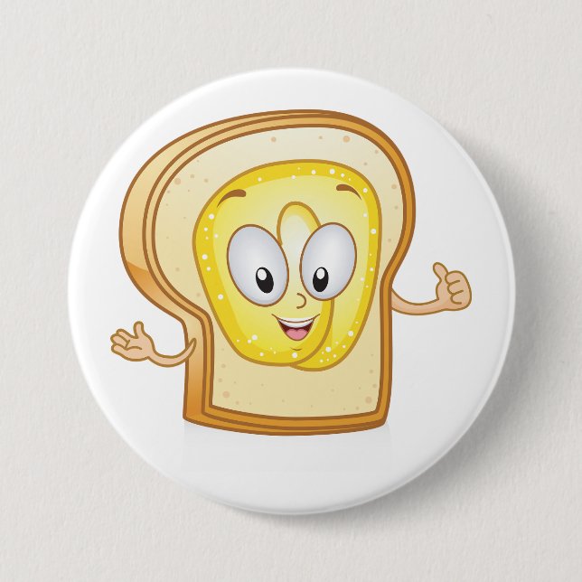 Glad Toast Kawaii Smörgås Skiva Knapp (Framsida)