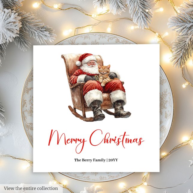 Glad tomte Anpassningsbar julservett Pappersservett (Merry Santa Claus Custom Editable Christmas Napkin)