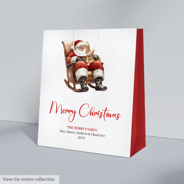 Glad tomte Anpassningsbar redigerbar julförpacknin (Merry Santa Claus Custom Editable Christmas Gift Bag)