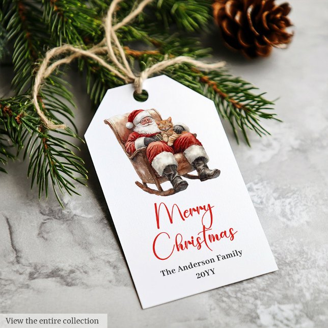 Glad tomte Anpassningsbart namn Redigerbar present Presentetikett (Merry Santa Claus Custom Name Editable Gift Tag)